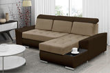 ECKSOFA BETT LONDON 2303/1116/60 252CM 2X STAURAUM FLECKENRESISTENTER LEICHT ZU REINIGENDER STOFF / BONELLFEDERN + SCHAUMSTOFF