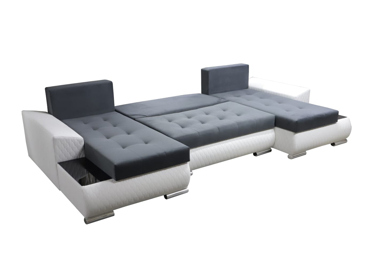 ECKSOFA BETT LONDON U-FORM 2304/1116/60 322CM 3X STAURAUM FLECKENRESISTENTER LEICHT ZU REINIGENDER STOFF / BONELLFEDERN + SCHAUMSTOFF