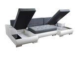ECKSOFA BETT LONDON U-FORM 2313/1115/60 322CM 3X STAURAUM FLECKENRESISTENTER LEICHT ZU REINIGENDER STOFF / BONELLFEDERN + SCHAUMSTOFF