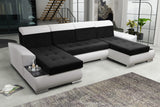 ECKSOFA BETT LONDON U-FORM 2316/1115/60 322CM 3X STAURAUM FLECKENRESISTENTER LEICHT ZU REINIGENDER STOFF / BONELLFEDERN + SCHAUMSTOFF
