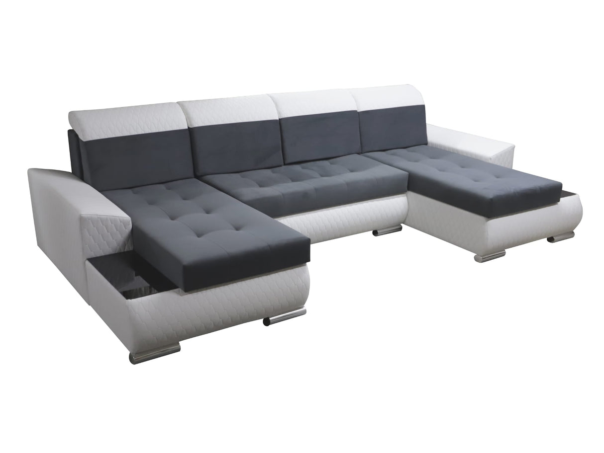ECKSOFA BETT LONDON U-FORM 2304/1116/60 322CM 3X STAURAUM FLECKENRESISTENTER LEICHT ZU REINIGENDER STOFF / BONELLFEDERN + SCHAUMSTOFF