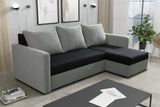 ECKSOFA BETT KEN SCHWARZ/GRAU 15+14 222cm universal RECHTE/LINKE ECKE / SCHAUM