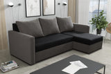 ECKSOFA BETT KEN SCHWARZ/DUNKELGRAU 15+27 222cm universell RECHTE/LINKE ECKE / SCHAUM