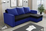 ECKSOFA BETT KEN SCHWARZ/BLAU 15+SUE14 222cm universal RECHTE/LINKE ECKE / SCHAUM
