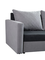 ECKSOFA BETT KEN DUNKELGRAU/SCHWARZ 27+15 222cm universell RECHTE/LINKE ECKE / SCHAUM