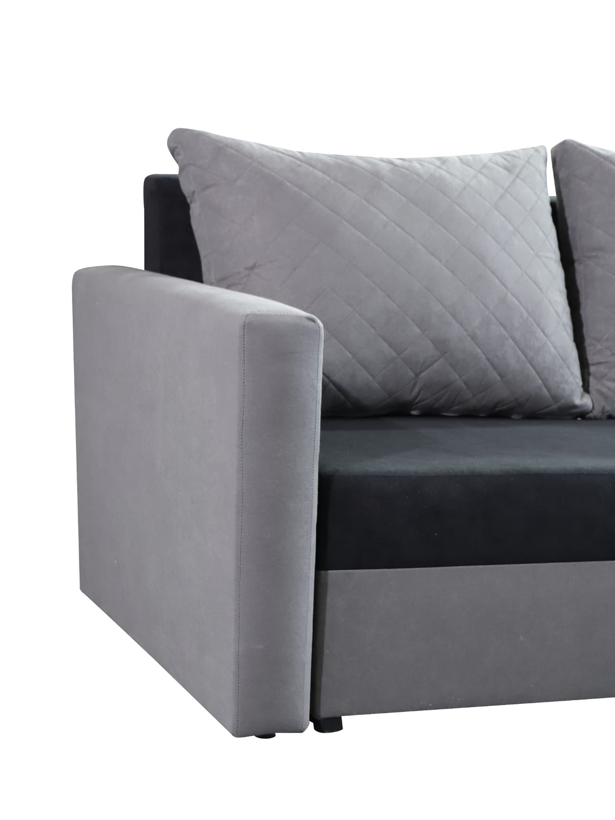 ECKSOFA BETT KEN SCHWARZ/GRAU 15+14 222cm universal RECHTE/LINKE ECKE / SCHAUM