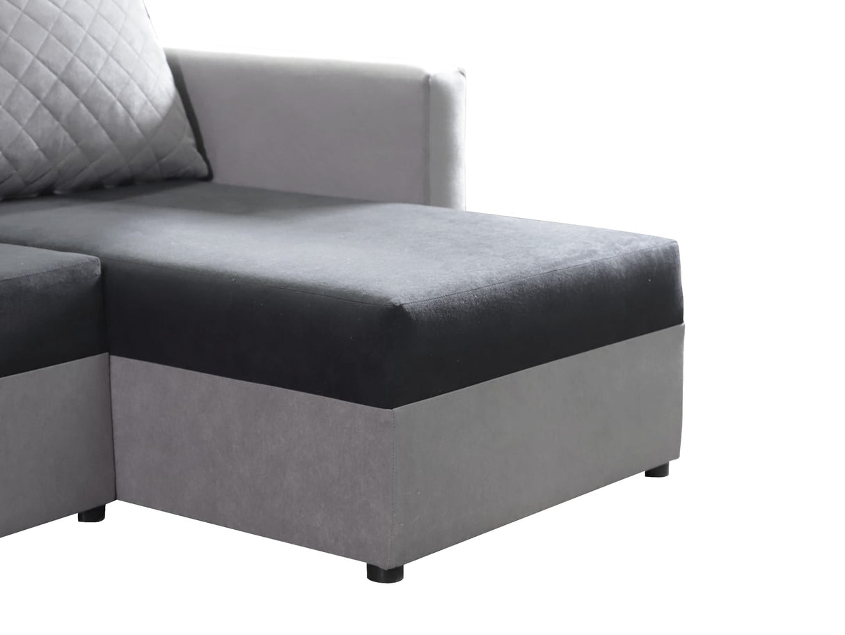ECKSOFA BETT KEN DUNKELGRAU/SCHWARZ 27+15 222cm universell RECHTE/LINKE ECKE / SCHAUM