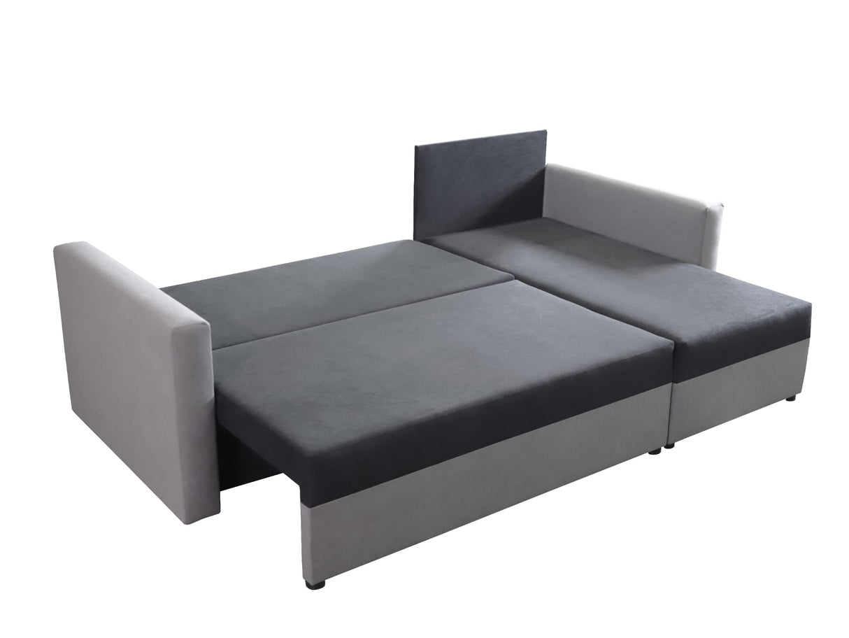 ECKSOFA BETT KEN DUNKELGRAU/SCHWARZ 27+15 222cm universell RECHTE/LINKE ECKE / SCHAUM