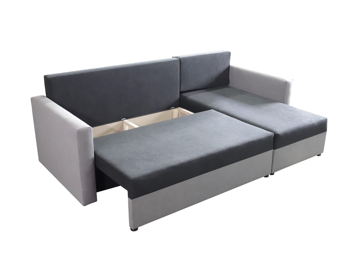 ECKSOFA BETT KEN BRAUN/BEIGE 41+5 222cm universal RECHTE/LINKE ECKE / SCHAUMSTOFF