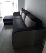 ECKSOFA BETT ALEXA SCHWARZ / DUNKELGRAU 238cm universell RECHTE/LINKE ECKE / SCHAUM
