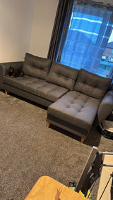 ECKSOFA BETT PALMO 2X STAURAUM MALMÖ 95 GRAU 240cm universal RECHTE/LINKE ECKE / BONELLFEDERN + SCHAUMSTOFF
