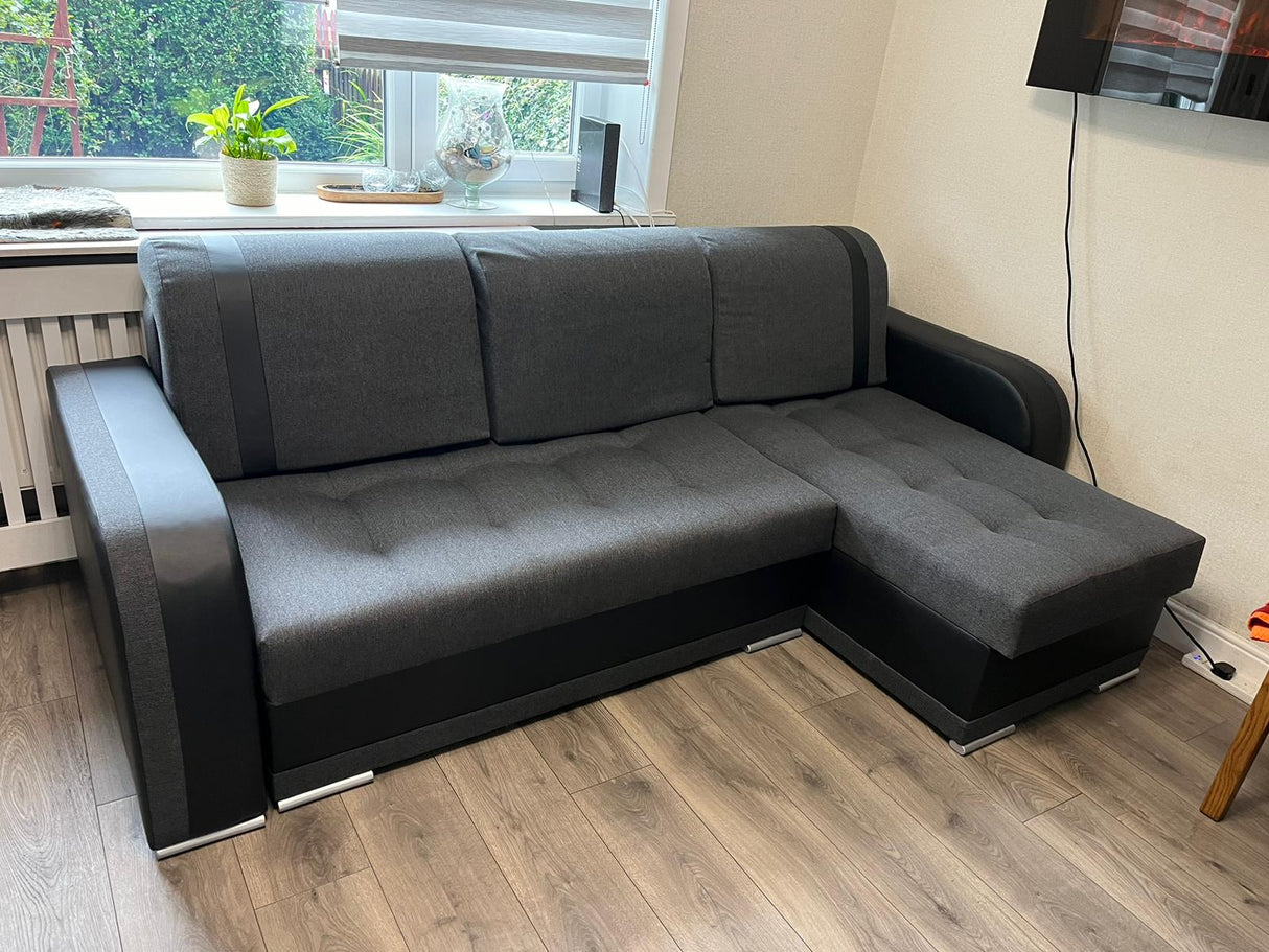 ECKSOFA BETT DINA 236CM 2X STAURAUM INARI 96 / 1114 UNIVERSALE ECKE RECHTS/LINKS ECKE / BONELLFEDERN + SCHAUMSTOFF