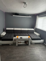 ECKSOFA BETT LONDON U-FORM 2316/1115/60 322CM 3X STAURAUM FLECKENRESISTENTER LEICHT ZU REINIGENDER STOFF / BONELLFEDERN + SCHAUMSTOFF