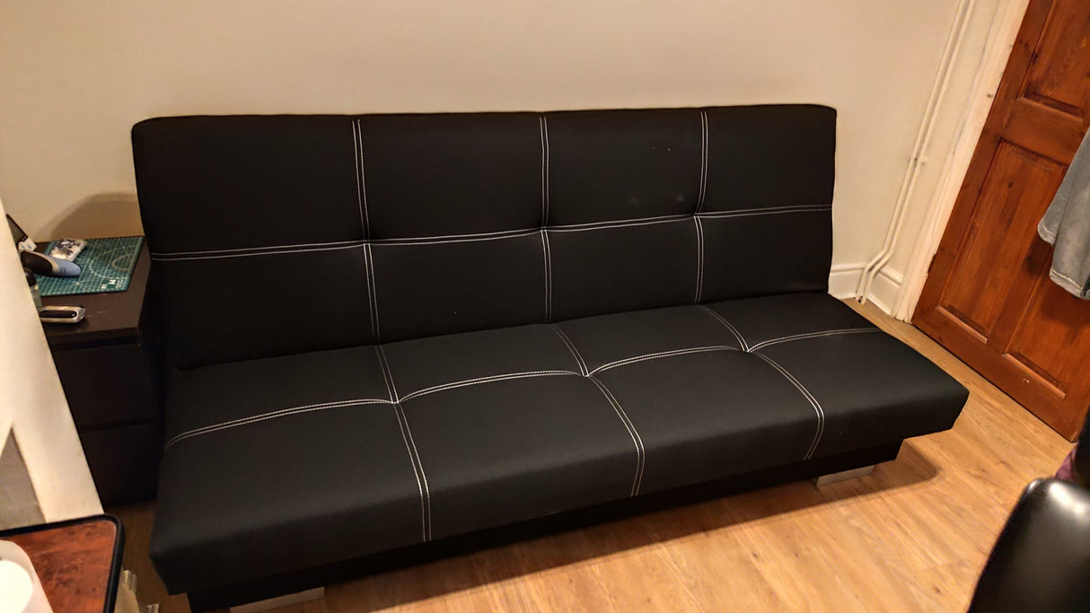 Slaapbank Axel 195cm Sawana 14 Zwart / Veren + Schuim