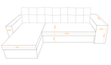 ECKSOFA BETT LEON 255CM 2X STAURAUM UNIVERSALE ECKE RECHTS/LINKS ECKE / BONELLFEDERN + SCHAUMSTOFF