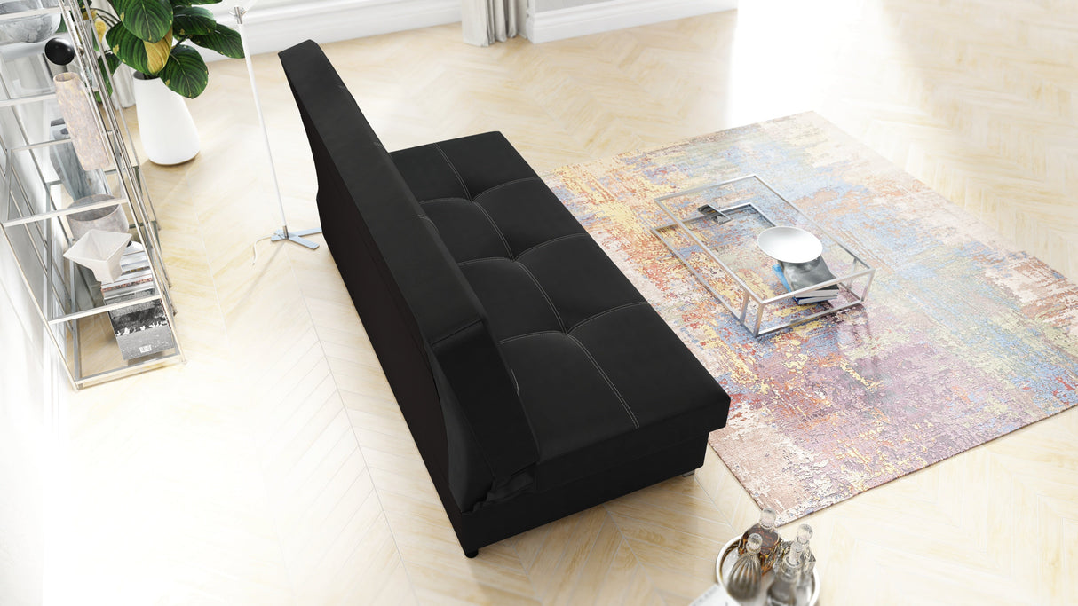 Slaapbank Axel 195cm Sawana 14 Zwart / Veren + Schuim