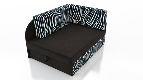 UNIVERSAL CORNER SOFA BED KUBUS CUBE BLACK / ZEBRA Children room