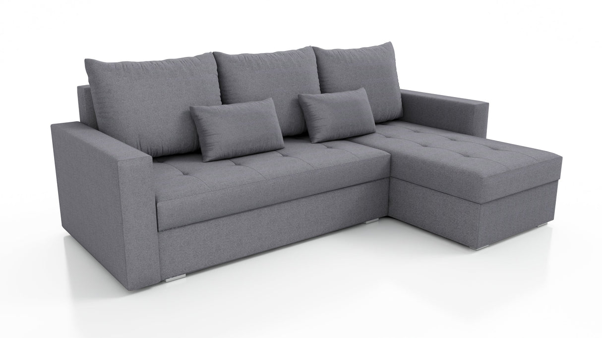 UNIWERSALNA ROZKŁADANA SOFA NAROŻNA LOTUS 229CM SZARA SAWANA 05 2X MIEJSCE DO PRZECHOWYWANIA / PIANKA 2X MIEJSCE DO PRZECHOWYWANIA