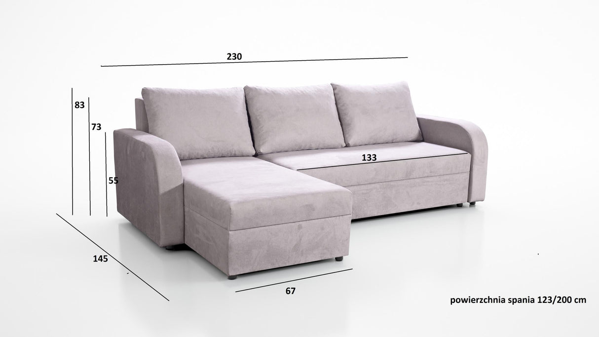 Sofa narożna z funkcją spania Forest 230cm 