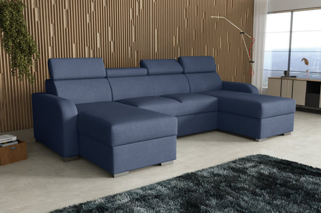 NEU! ECKSOFA BETT ASTEE U-FORM LEICHT ZU REINIGENDER STOFF VERSTELLBARE KOPFSTÜTZE / FEDERN + SCHAUM