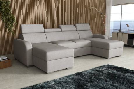 NEU! ECKSOFA BETT ASTEE U-FORM LEICHT ZU REINIGENDER STOFF VERSTELLBARE KOPFSTÜTZE / FEDERN + SCHAUM
