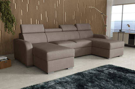 NEU! ECKSOFA BETT ASTEE U-FORM LEICHT ZU REINIGENDER STOFF VERSTELLBARE KOPFSTÜTZE / FEDERN + SCHAUM