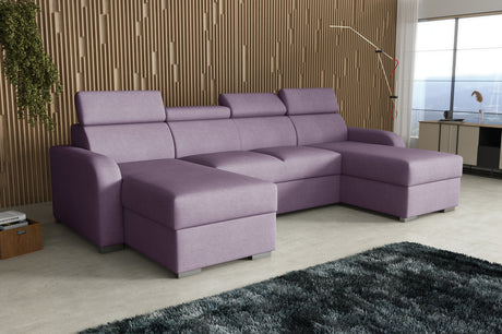 NEU! ECKSOFA BETT ASTEE U-FORM LEICHT ZU REINIGENDER STOFF VERSTELLBARE KOPFSTÜTZE / FEDERN + SCHAUM