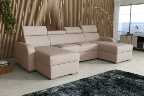 NEU! ECKSOFA BETT ASTEE U-FORM LEICHT ZU REINIGENDER STOFF VERSTELLBARE KOPFSTÜTZE / FEDERN + SCHAUM