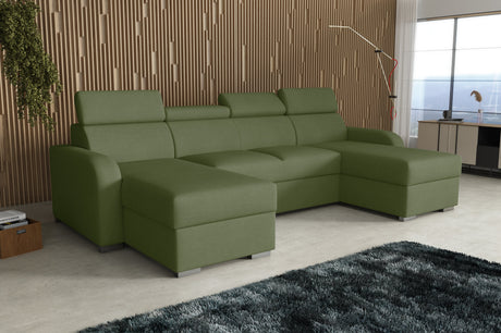 NEU! ECKSOFA BETT ASTEE U-FORM LEICHT ZU REINIGENDER STOFF VERSTELLBARE KOPFSTÜTZE / FEDERN + SCHAUM