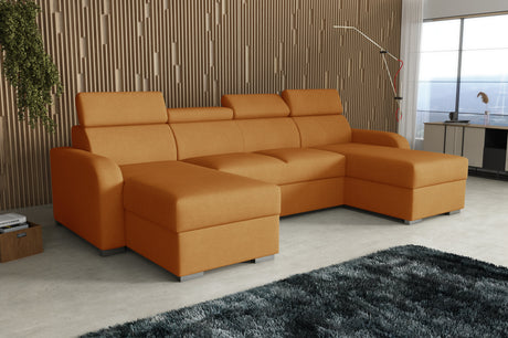 NEU! ECKSOFA BETT ASTEE U-FORM LEICHT ZU REINIGENDER STOFF VERSTELLBARE KOPFSTÜTZE / FEDERN + SCHAUM