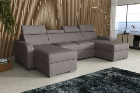 NEU! ECKSOFA BETT ASTEE U-FORM LEICHT ZU REINIGENDER STOFF VERSTELLBARE KOPFSTÜTZE / FEDERN + SCHAUM