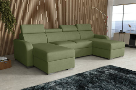 NEU! ECKSOFA BETT ASTEE U-FORM LEICHT ZU REINIGENDER STOFF VERSTELLBARE KOPFSTÜTZE / FEDERN + SCHAUM