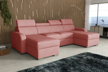 NEU! ECKSOFA BETT ASTEE U-FORM LEICHT ZU REINIGENDER STOFF VERSTELLBARE KOPFSTÜTZE / FEDERN + SCHAUM