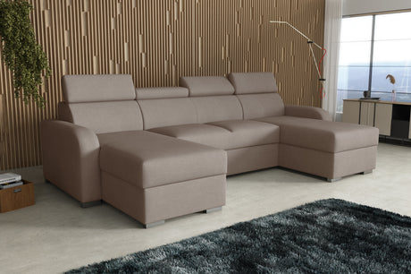 NEU! ECKSOFA BETT ASTEE U-FORM LEICHT ZU REINIGENDER STOFF VERSTELLBARE KOPFSTÜTZE / FEDERN + SCHAUM