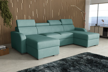 NEU! ECKSOFA BETT ASTEE U-FORM LEICHT ZU REINIGENDER STOFF VERSTELLBARE KOPFSTÜTZE / FEDERN + SCHAUM