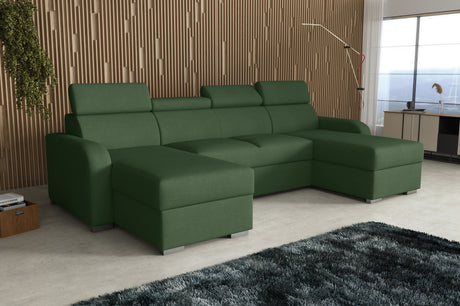 NEU! ECKSOFA BETT ASTEE U-FORM LEICHT ZU REINIGENDER STOFF VERSTELLBARE KOPFSTÜTZE / FEDERN + SCHAUM