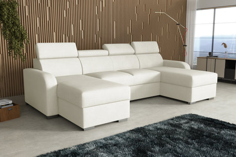 NEU! ECKSOFA BETT ASTEE U-FORM LEICHT ZU REINIGENDER STOFF VERSTELLBARE KOPFSTÜTZE / FEDERN + SCHAUM