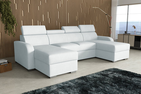 NEU! ECKSOFA BETT ASTEE U-FORM LEICHT ZU REINIGENDER STOFF VERSTELLBARE KOPFSTÜTZE / FEDERN + SCHAUM