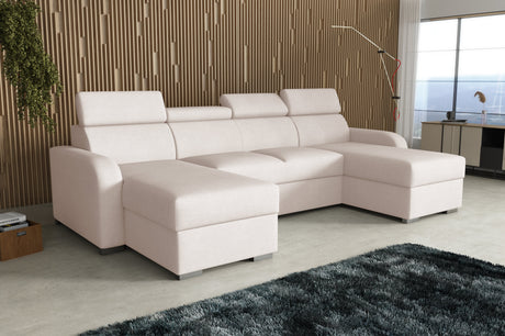 NEU! ECKSOFA BETT ASTEE U-FORM LEICHT ZU REINIGENDER STOFF VERSTELLBARE KOPFSTÜTZE / FEDERN + SCHAUM