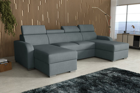 NEU! ECKSOFA BETT ASTEE U-FORM LEICHT ZU REINIGENDER STOFF VERSTELLBARE KOPFSTÜTZE / FEDERN + SCHAUM