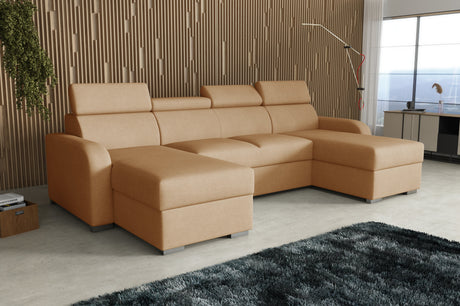 NEU! ECKSOFA BETT ASTEE U-FORM LEICHT ZU REINIGENDER STOFF VERSTELLBARE KOPFSTÜTZE / FEDERN + SCHAUM