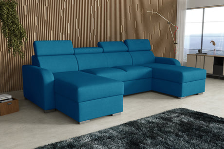 NEU! ECKSOFA BETT ASTEE U-FORM LEICHT ZU REINIGENDER STOFF VERSTELLBARE KOPFSTÜTZE / FEDERN + SCHAUM