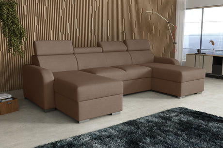NEU! ECKSOFA BETT ASTEE U-FORM LEICHT ZU REINIGENDER STOFF VERSTELLBARE KOPFSTÜTZE / FEDERN + SCHAUM