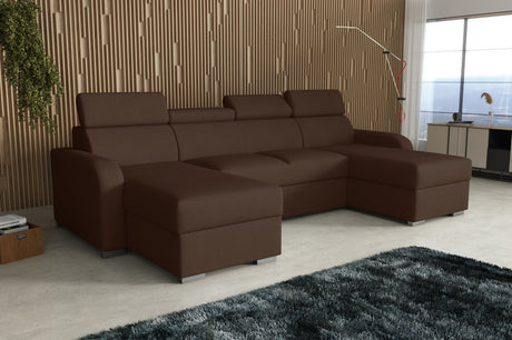 NEU! ECKSOFA BETT ASTEE U-FORM LEICHT ZU REINIGENDER STOFF VERSTELLBARE KOPFSTÜTZE / FEDERN + SCHAUM