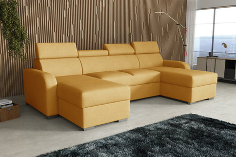 NEU! ECKSOFA BETT ASTEE U-FORM LEICHT ZU REINIGENDER STOFF VERSTELLBARE KOPFSTÜTZE / FEDERN + SCHAUM