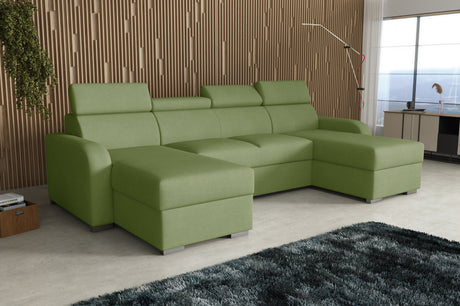 NEU! ECKSOFA BETT ASTEE U-FORM LEICHT ZU REINIGENDER STOFF VERSTELLBARE KOPFSTÜTZE / FEDERN + SCHAUM
