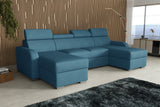 NEW! CORNER SOFA BED ASTEE U SHAPE CROWN FABRIC EASY CLEAN FABRIC ADJUSTABLE HEADREST / SPRINGS + FOAM