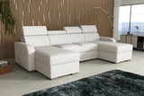 NEW! CORNER SOFA BED ASTEE U SHAPE CROWN FABRIC EASY CLEAN FABRIC ADJUSTABLE HEADREST / SPRINGS + FOAM