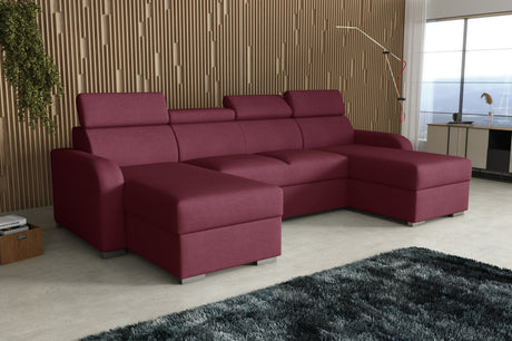 NEU! ECKSOFA BETT ASTEE U-FORM KRONE STOFF LEICHT ZU REINIGENDER STOFF VERSTELLBARE KOPFSTÜTZE / FEDERN + SCHAUM