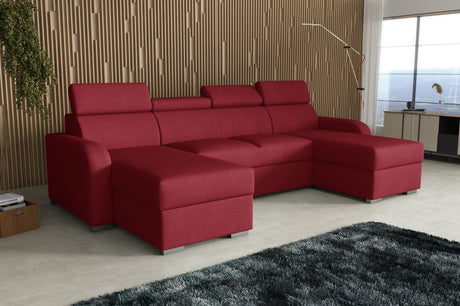 NEU! ECKSOFA BETT ASTEE U-FORM KRONE STOFF LEICHT ZU REINIGENDER STOFF VERSTELLBARE KOPFSTÜTZE / FEDERN + SCHAUM